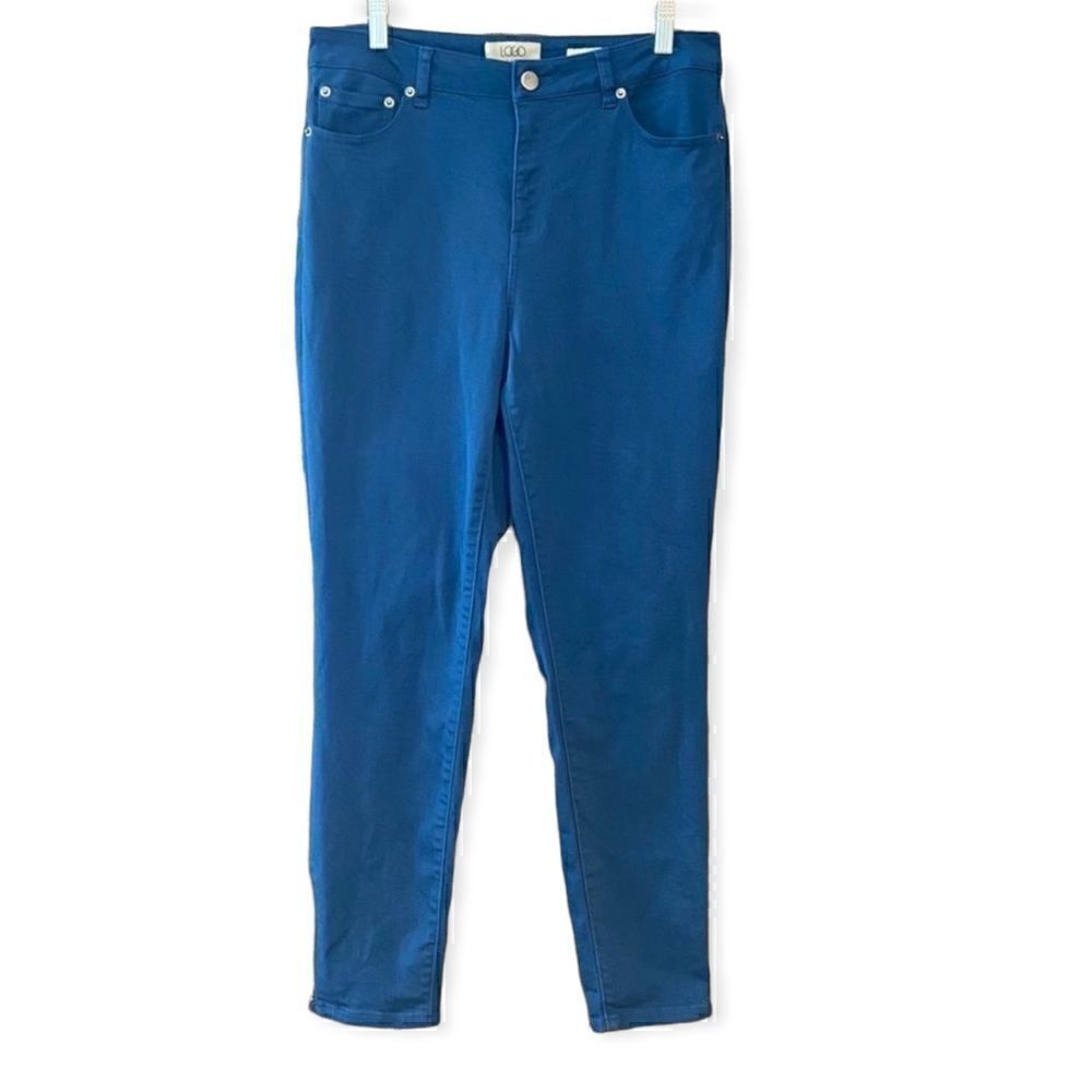 LOGO Sz 8 Blue Casual Skinny Leg Side Ankle Zippers Pants